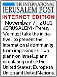 Jerusalm Post reports Israeli leaders concerned to prevent internationally imposed peace plan